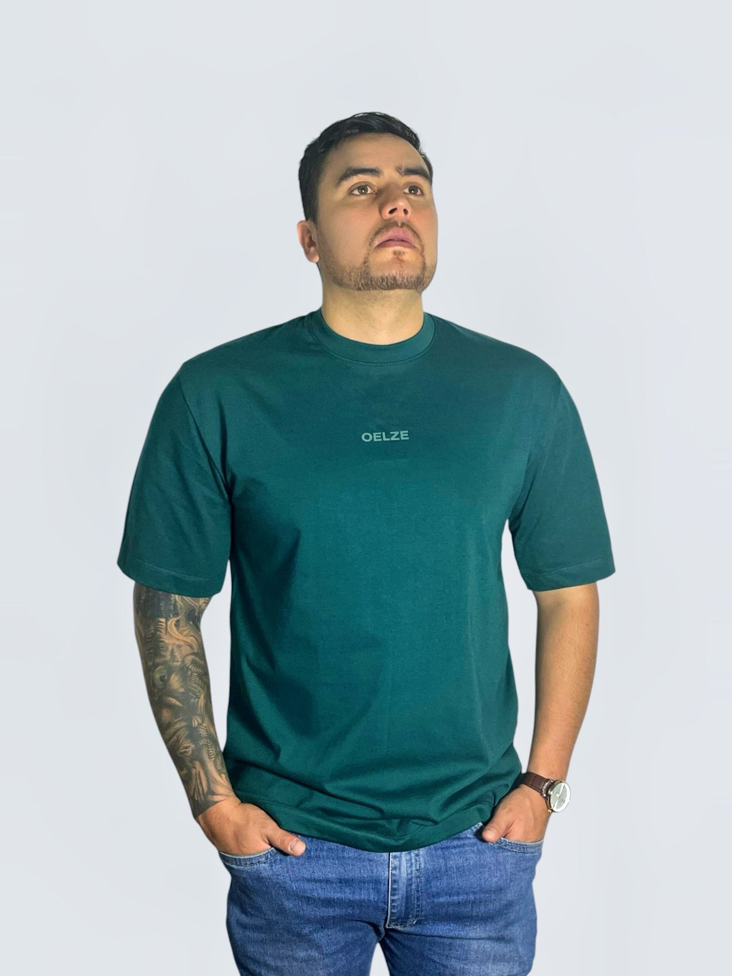 CAMISETA TELA PESADA 205G VERDE BOTELLA