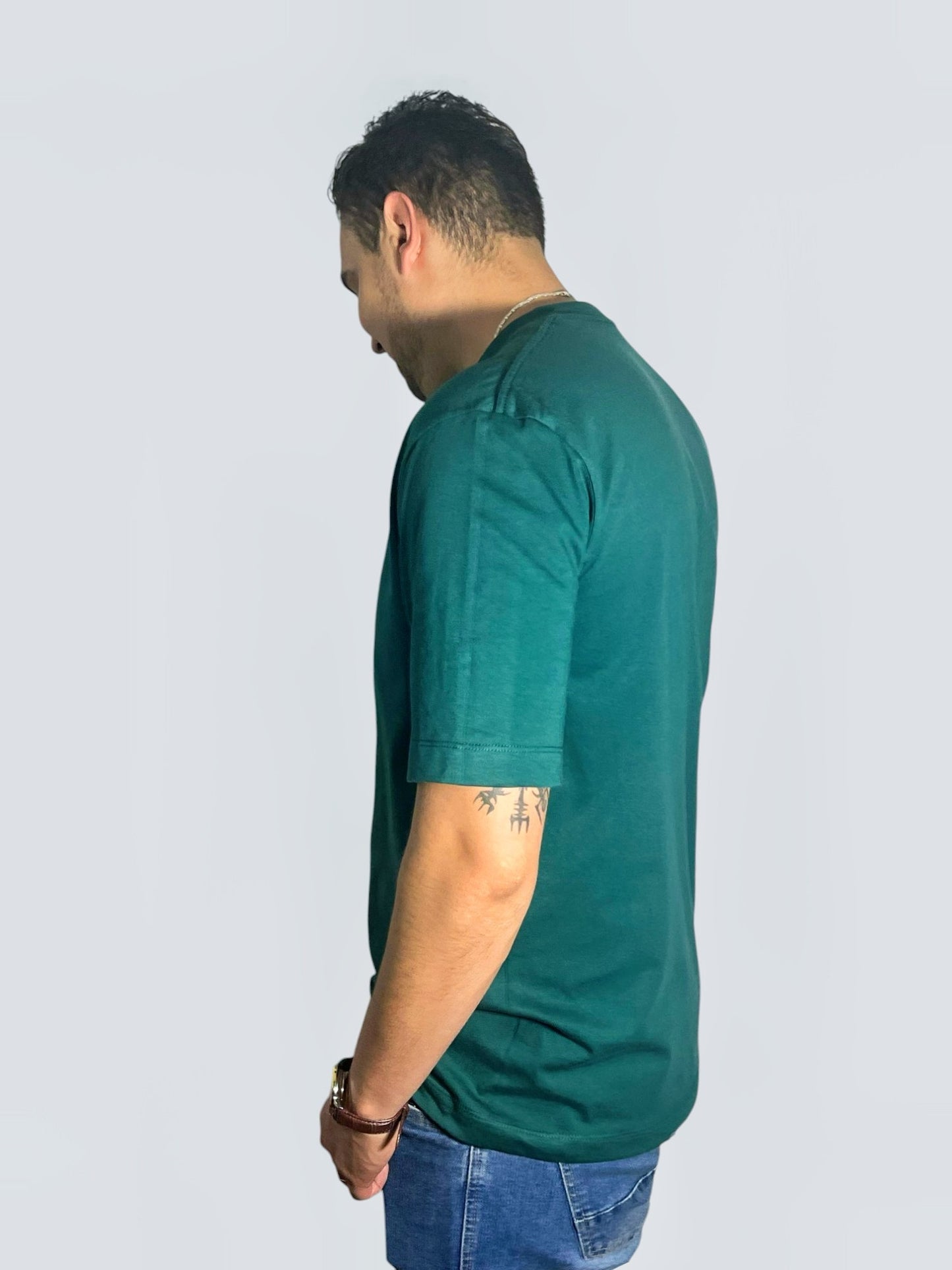 CAMISETA TELA PESADA 205G VERDE BOTELLA