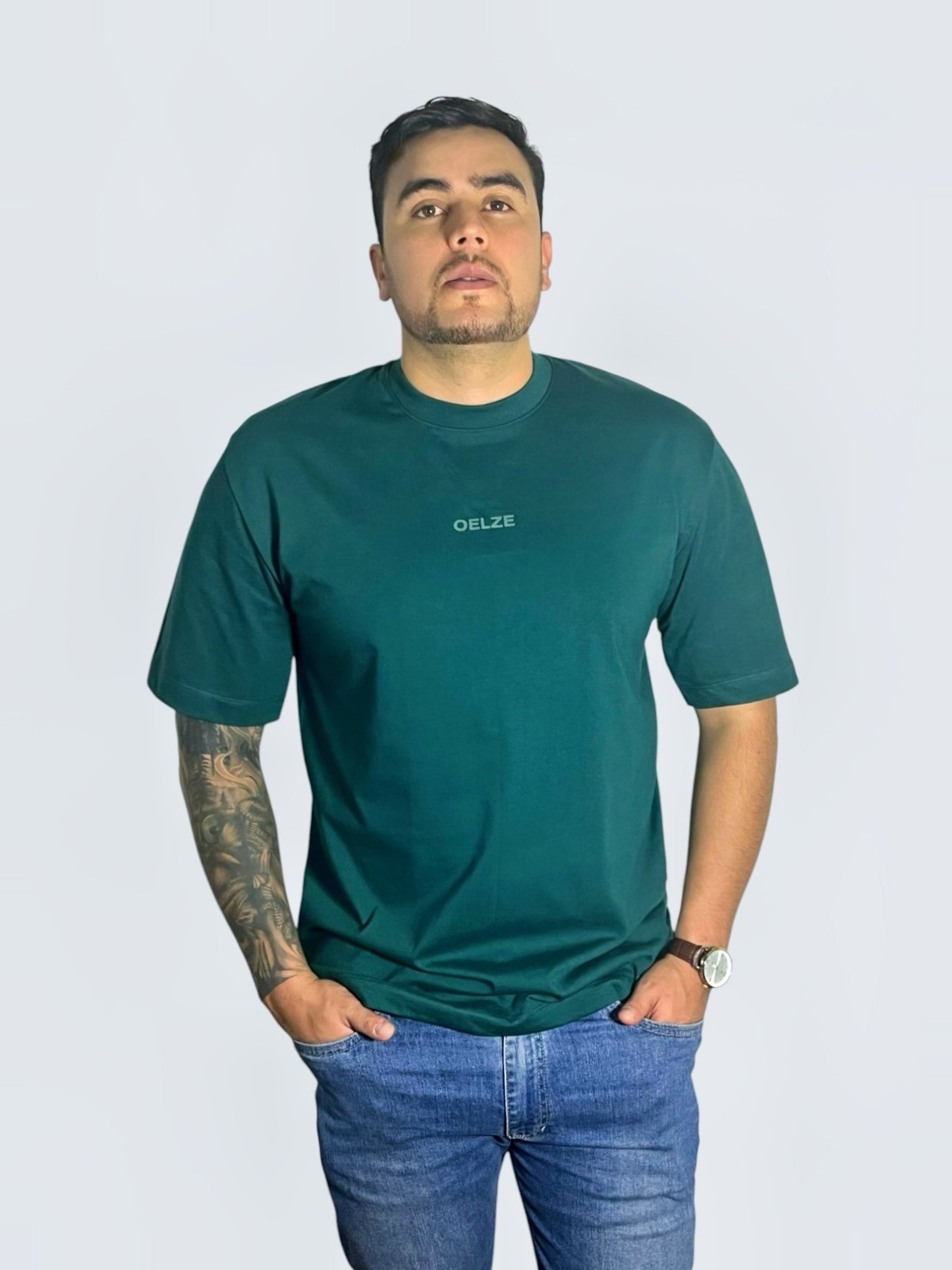 CAMISETA TELA PESADA 205G VERDE BOTELLA